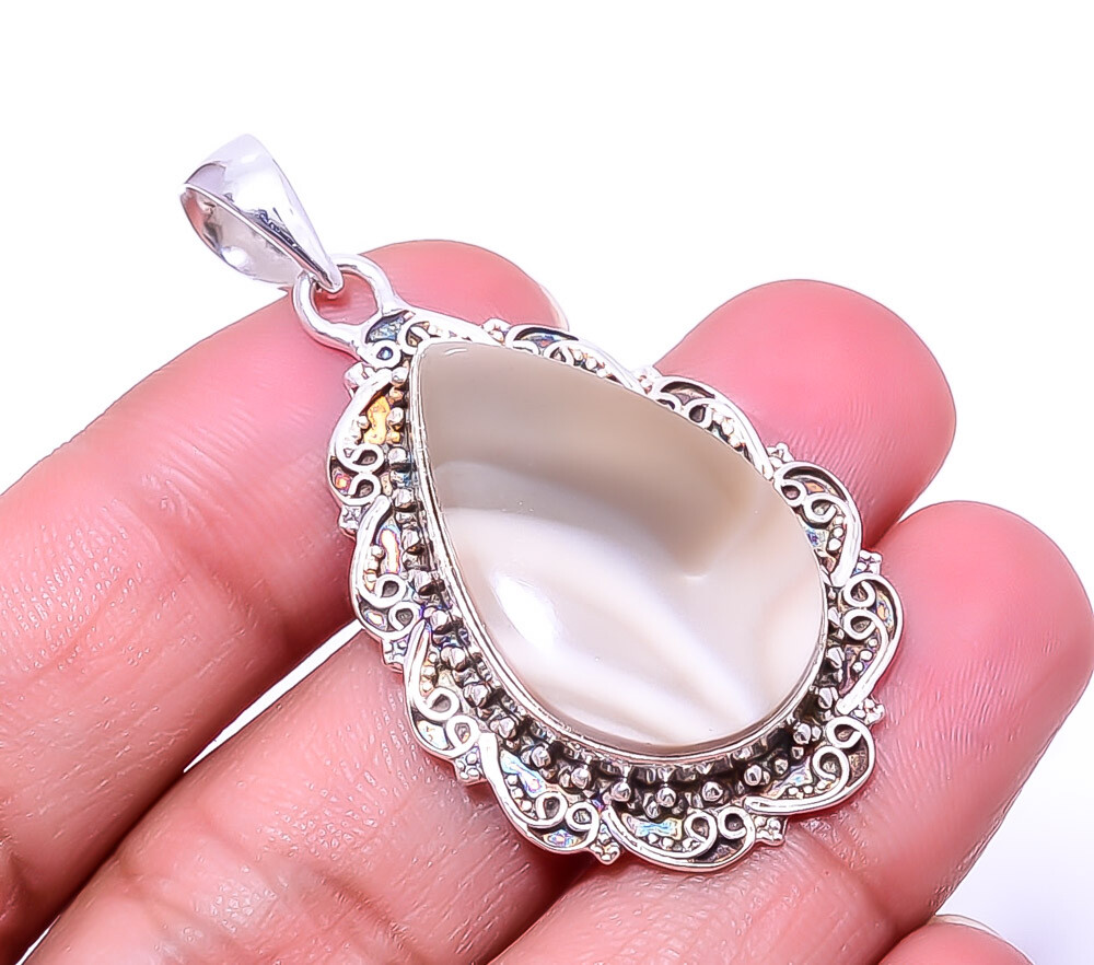 Flint Stone - Usa Fine Art 925 Sterling Silver Pendant 1.95