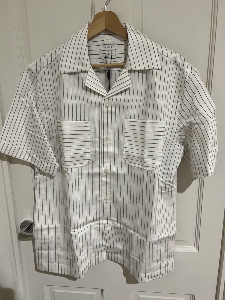 Reiss Anchor Boxy Fit Striped Men's SS Shirt (Small) UK