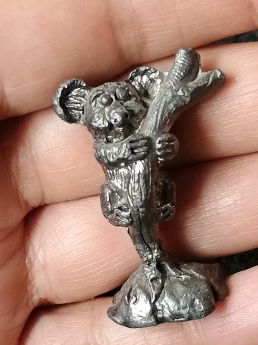 Mini Pewter Figurine Koala Bear In Tree Vtg