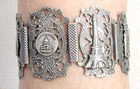 Paris Art deco silver plated souvenir panel bracelet w/ views of the city. Sign.