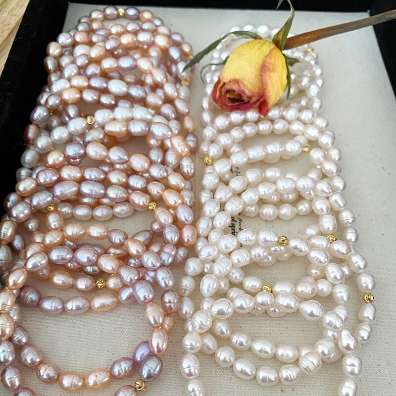 Pulsera de perlas de agua dulce genuina elegante regalo para su mamá novia joyería regalo Foto 2 de 4