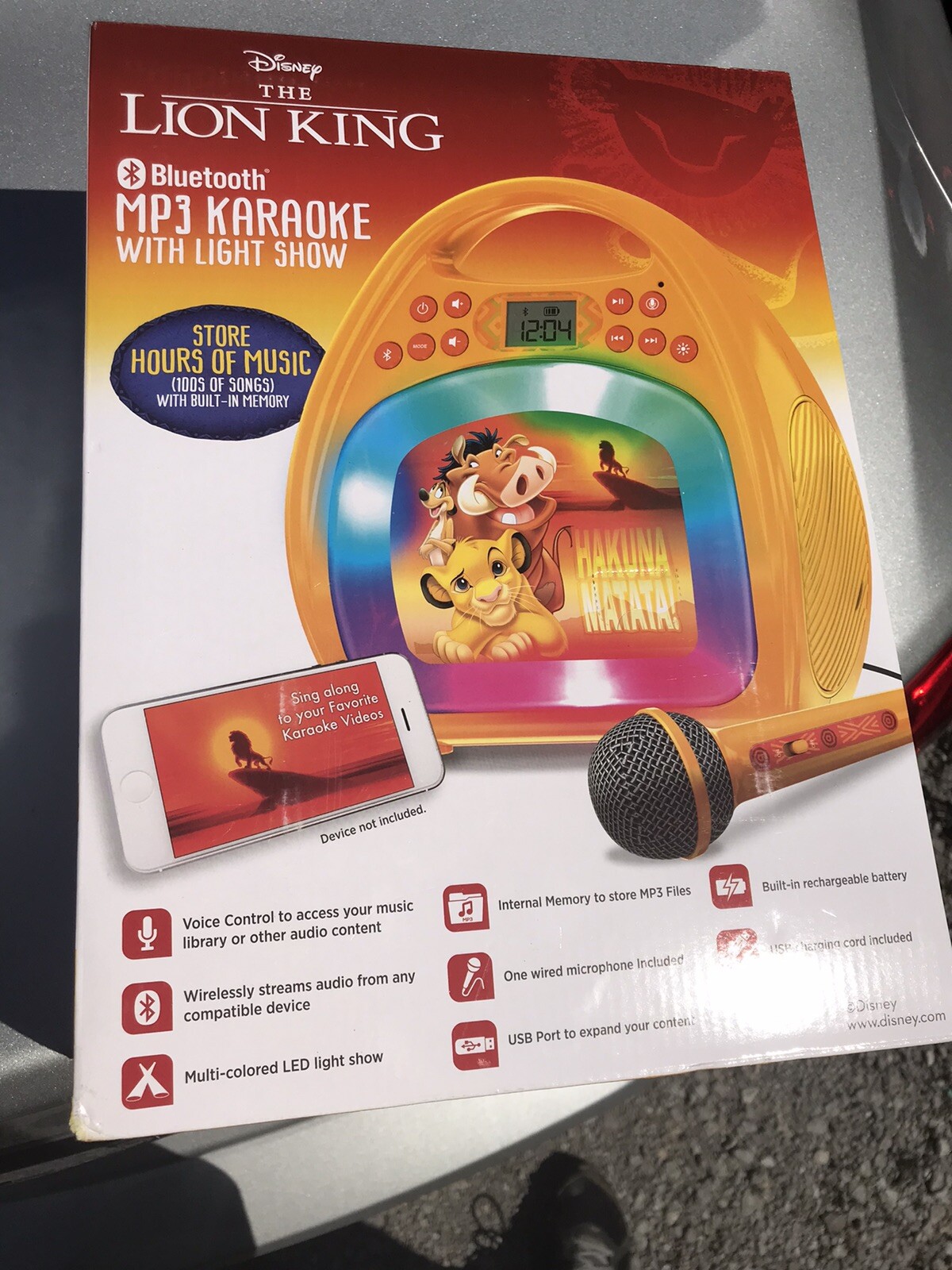 Disney Lion King Bluetooth MP3 Karaoke with Light Show Music Microphone