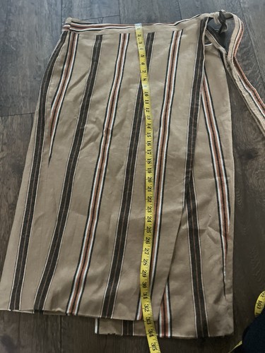 Worthington Women Maxi Faux Wrap Skirt Sz 18P Lined Tan Stripe Linen Blend NWT - Picture 4 of 7