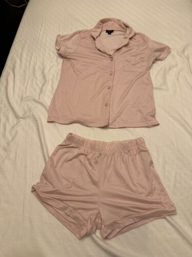 Tahari Womens Pink And White Pajama Set Size S - Picture 1 of 7