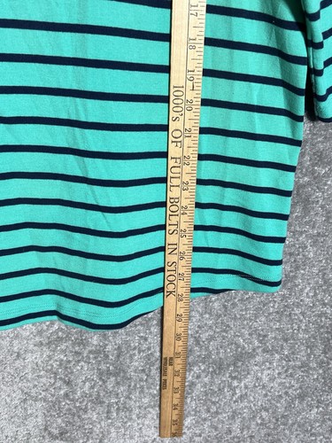 Northcrest Top Womens Size 1X Green Blue Striped Stretch 3/4 Sleeve - Picture 7 of 7
