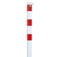 Absperrpfosten 70 X 70 Mm Stahlrohr + 1 ÖSe Weiß Rot Zum Einbetonieren