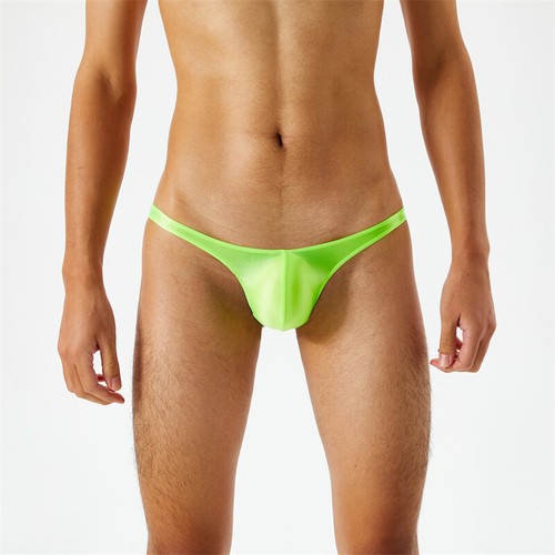Sexy Men's Underwear Smooth Shiny Briefs G-String Low Rise Solid Color Thongs - Picture 17 of 32