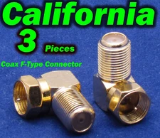 Lot 3 Coax F-Type Right Angle adapter M-F Connector RG6 RG59 LNB TV 90 degree