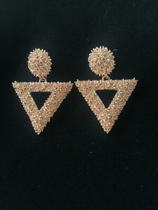 Authentic Triangle Earrings Stud Drop Rose Gold Plated Party Geometric statement