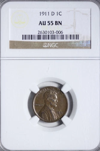 1911-D Lincoln Wheat Cent Penny NGC AU55 Uniform Chocolate Brown JABK