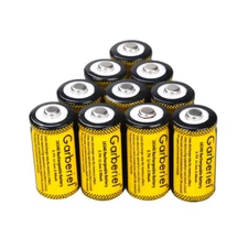 10Pcs 2800mAh 16340 CR123A 3.7V Rechargeable Battery Cell for Security Camera