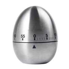 NEW Stainless Steel Creative Mechanical Rotate Timer Egg Shape Manual Countdown