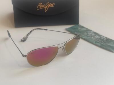 Maui Jim Baby Beach Polarized Titanium Sunglasses 245-17 Silver/Sunrise