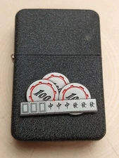 BLACK CRACKLE Lighter / VEGAS MAHJONG / NEW-Never Fired w/ BLACK GIFT BOX