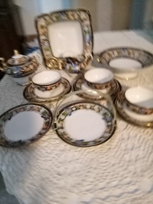 VTG Noritake Butterflies 17 Piece Tea Set for Four  Less A Cup