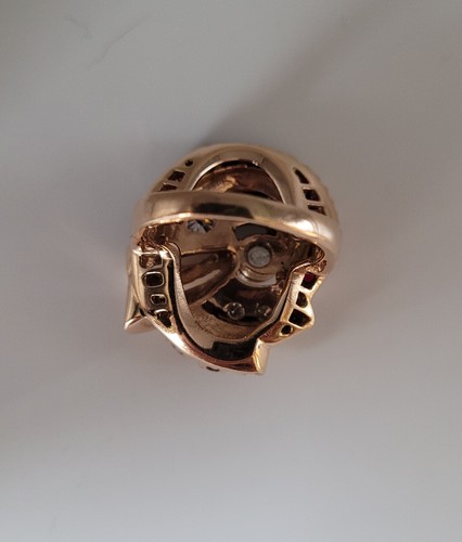 13k Rose Gold Vintage Cocktail Ring Diamonds .72 tcw lab created Rubies .70 tcw - Picture 6 of 10