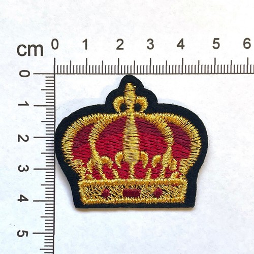 2pc Shape Crown Gold Red royal Embroidered Patch Iron On Cloth Craft #2064 - Picture 2 of 3
