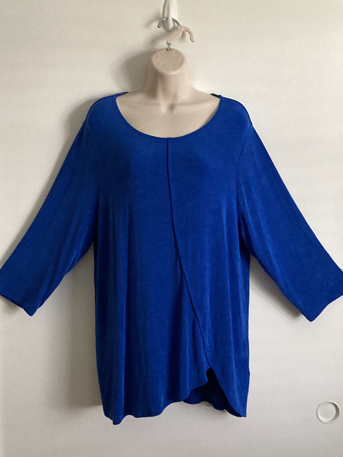 Chico's Travelers Slinky Royal Blue Asymmetrical Hem Tunic Top 3 (XL)