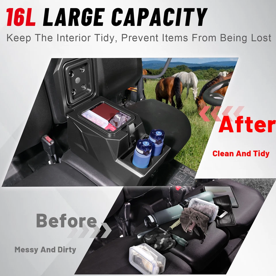 UTV Center Console Armrest Box For 2017-2025 polaris ranger xp 1000/ ranger 1000 Foto 4 de 4