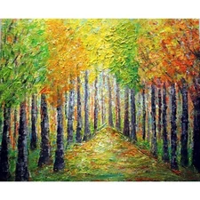 Spring to Autumn Symphony Original Oil Painting by Luiza Vizoli, Landscape Trees