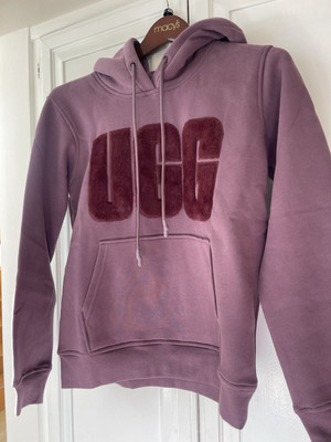 UGG REY  FLUFF FUZZY LOGO HOODIE SWEATSHIRT HOODED NEW w tags    xS sm lav/pur
