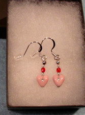 Dainty pink Heart Dangle Earrings Valentines Day New