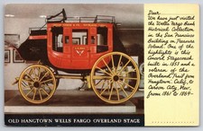 Wells Fargo Overland Stagecoach Postcard, Hangtown to Carson City, 1950s