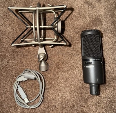 Audio-Technica AT2020USB+ USB Mic w/ Blue Shock Mount Stand Podcast Bundle