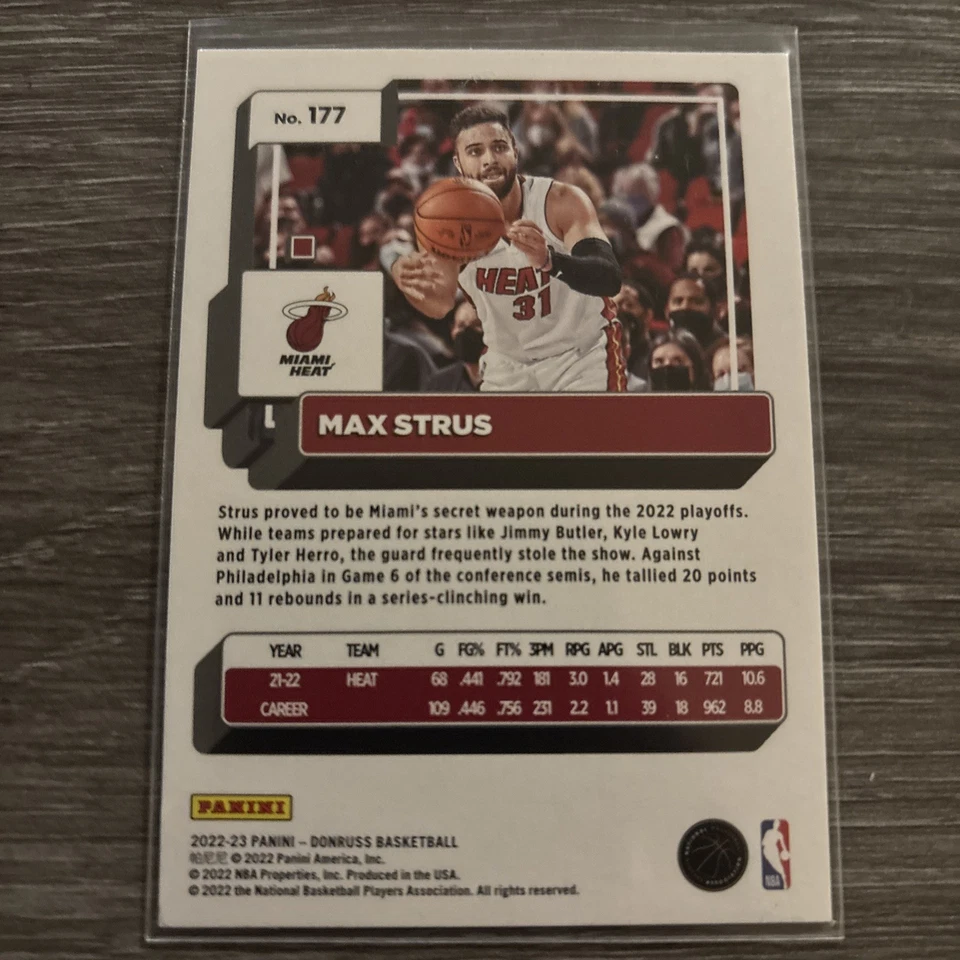 2022-23 Donruss Max Strus ( Miami Heat ) Green Holo Laser Parallel #177 - Image 2 of 2