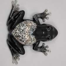 Selbstgemachte Harz Frosch Figur Ornament Statue schwarz & silber ideales Geschenk einzigartig