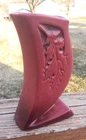 Vintage MCM ROSEVILLE POTTERY 781-6” SILHOUETTE OAK LEAF VASE in Mulberry Red