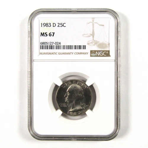 1983 D Washington Quarter MS 67 NGC Clad 25c Uncirculated SKU:I9569