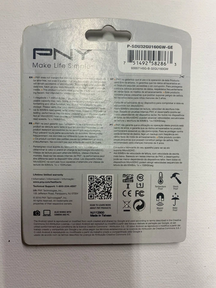 NEW SEALED PNY 32 GB Micro SD Card with Adapter - Image 2 of 4