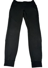 Alo Yoga Pants Womens Small Black Moto Joggers Zipper Pockets Sweatpants