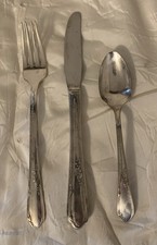 Vintage Oneida Rogers Child Toddler Spoon Fork Knife 3 Piece Set Silver plated