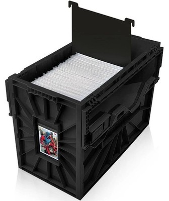 BCW Stackable Short Comic Book Bin for 150 Comics with Locking Lids - Black