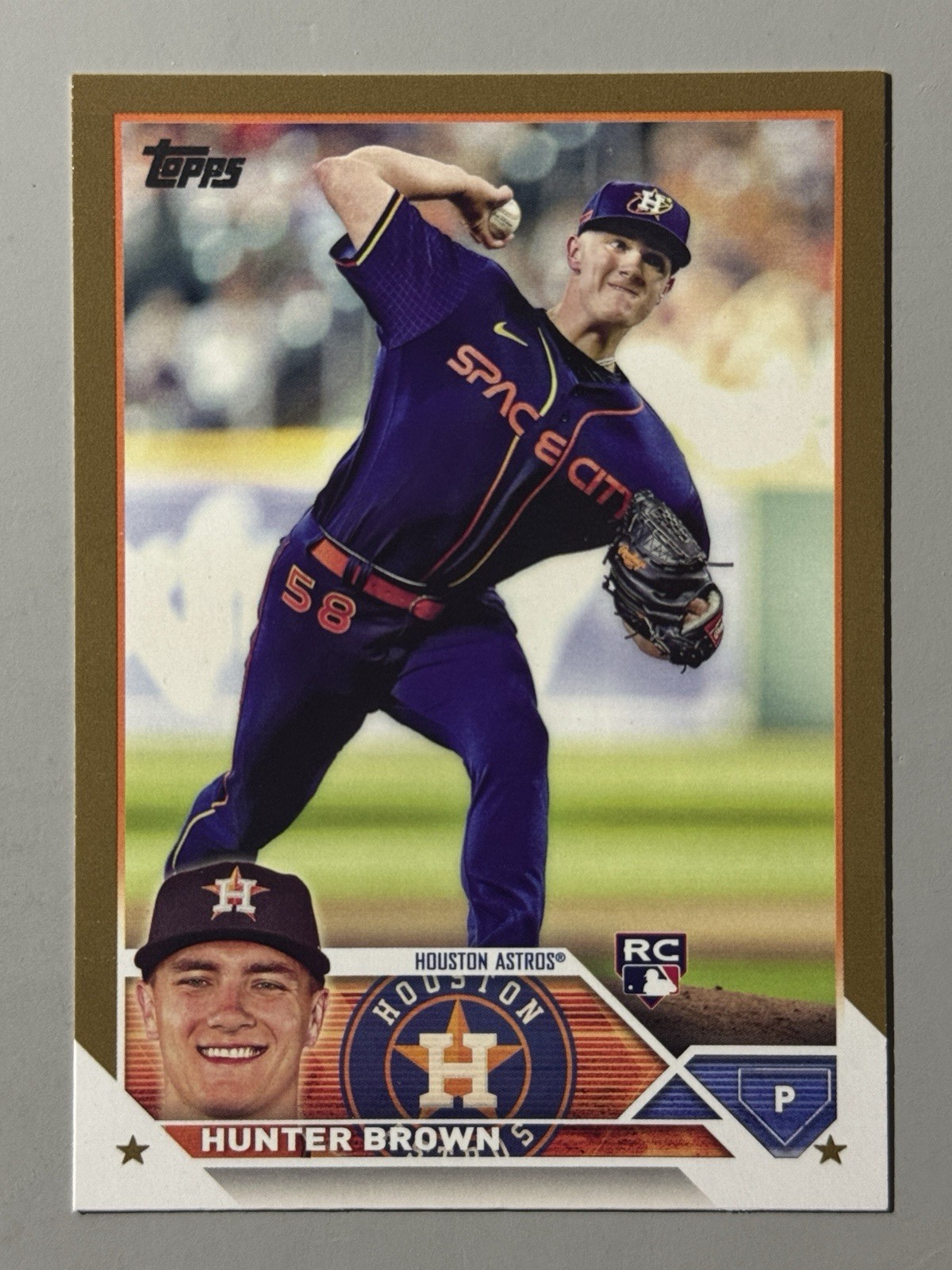 Hunter Brown Rookie 2023 Topps Gold Border Parallel /2023 SP RC #111 Astros