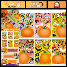 48 Pcs Halloween Pumpkin Stickers for Kids - Party Favors, Craft Supplies, Fun D