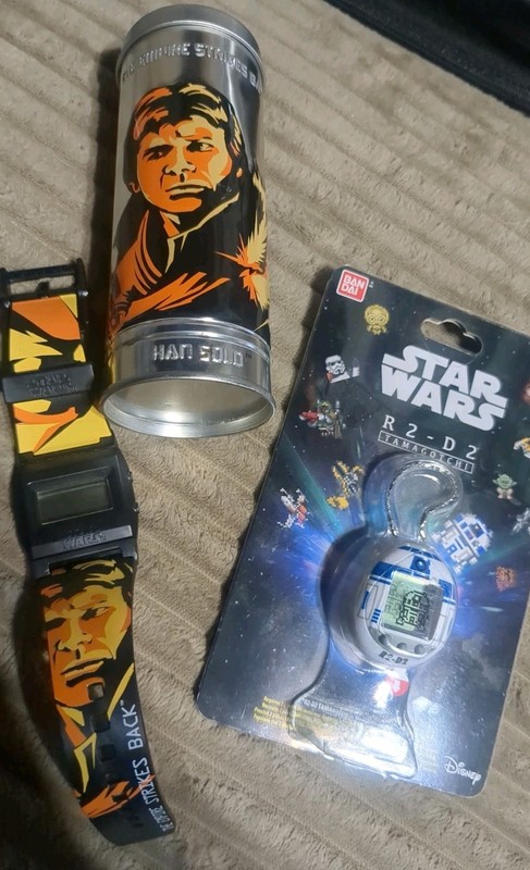 Star Wars Vintage WATCH & R2-D2 TAMAGOTCHI.  Both BRAND NEW! Han & Bobba Fett