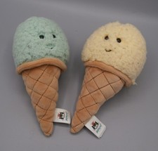 Set of Jellycat Irresistible Ice Cream Mint & Vanilla Soft Plush Toys 7"
