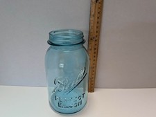 Vintage BALL Perfect Mason #3 Aqua Blue Quart Canning Jar