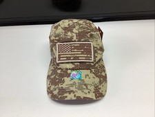 Baseball Hat Cap Lid Vintage US Flag Premium Tan Beige Brown Camouflage Outdoor