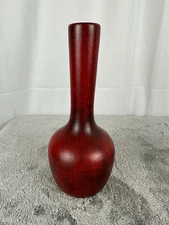 Vintage Handmade Bud Vase Red Over Black