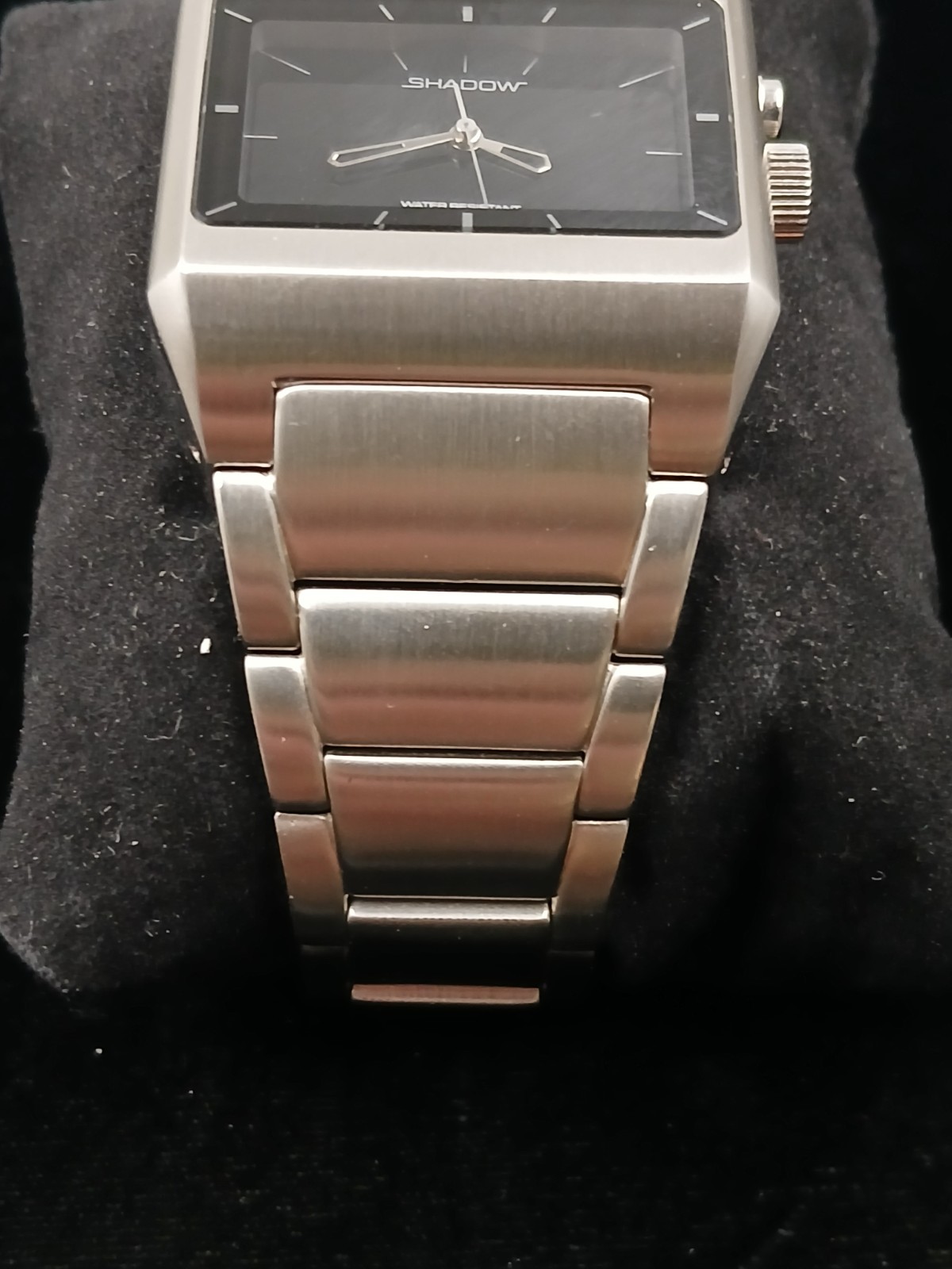 Shadow Analogue/LED Dual Time Rectangular Stainle… - image 5