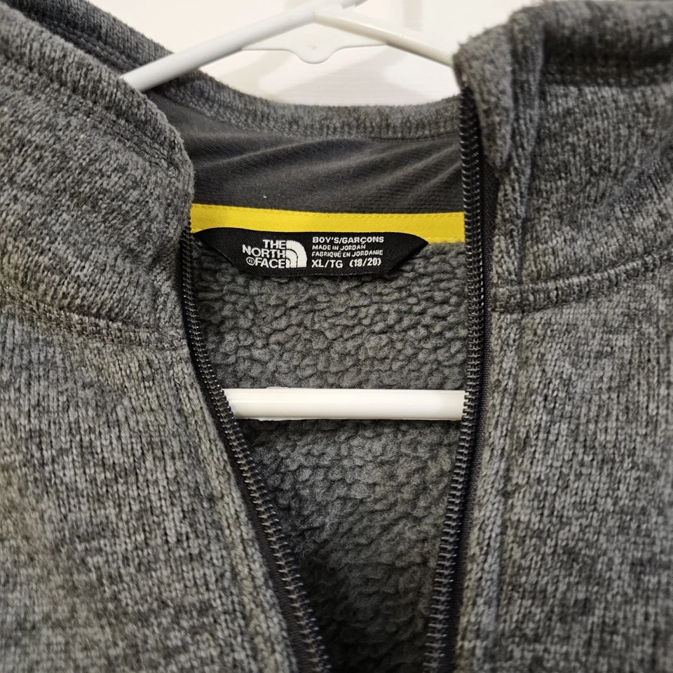 The North Face Boys XL 18/20 1/4 Zip Fleece Pullover Yellow/Gray Long Sleeve - Image 3 of 4