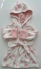 Carter  s Baby Girl White and Pink Lamb Sheep Hooded Bath Robe Cover Up 0-9 Mo