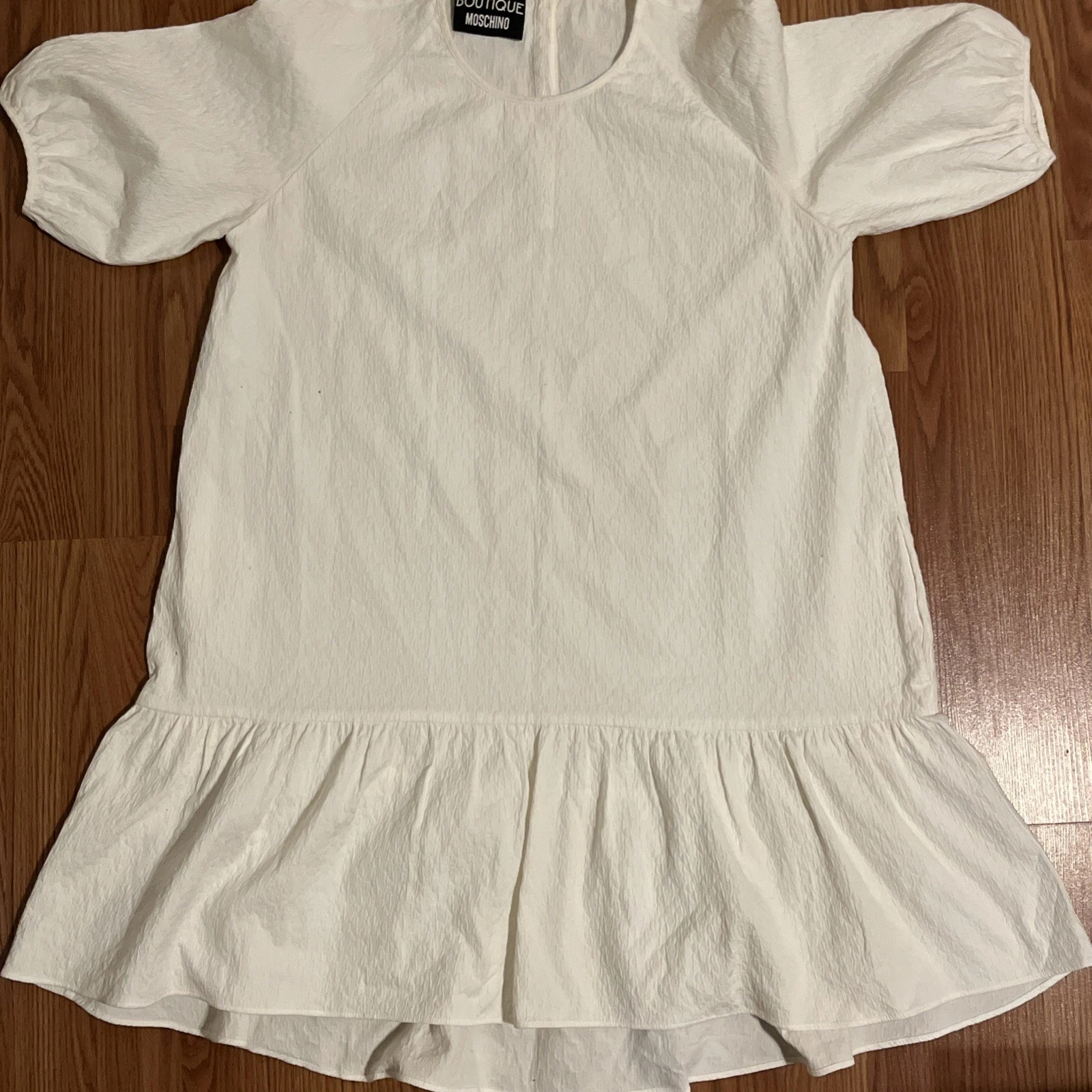 MOSCHINO Abito Estivo Vaniglia Bianco Leggero Traspirante Svasato TG M