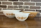 Set Of 3 Vintage  Pyrex Butterfly Gold Cinderella Nesting Mixing Bowls
