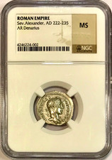 222-235 AD Severus Alexander Ancient Roman Silver Denarius NGC MS Mint State!