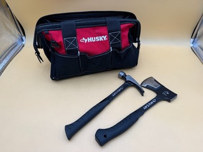 Husky Tool Bag w/ 22oz Hatchet & 20oz Hammer Camping Bushcraft Tool Lot